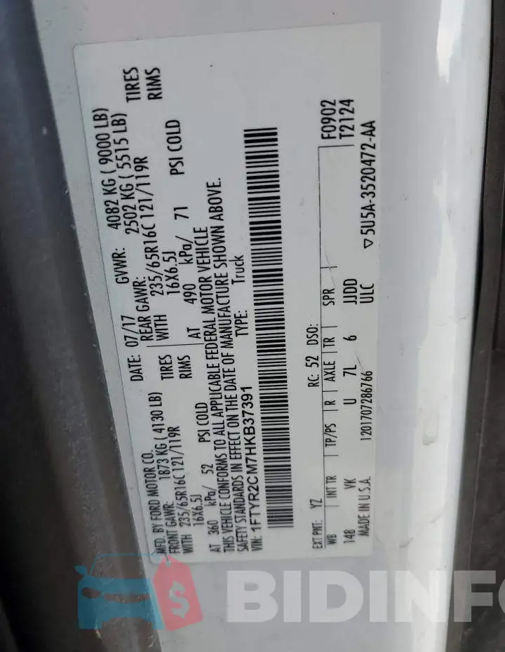 1FTYR2CM7HKB37391 Photo# 14