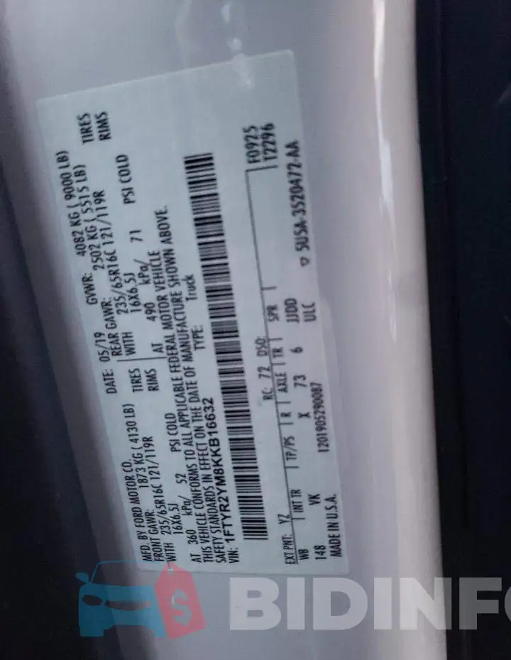 1FTYR2YM8KKB16632 Photo# 13