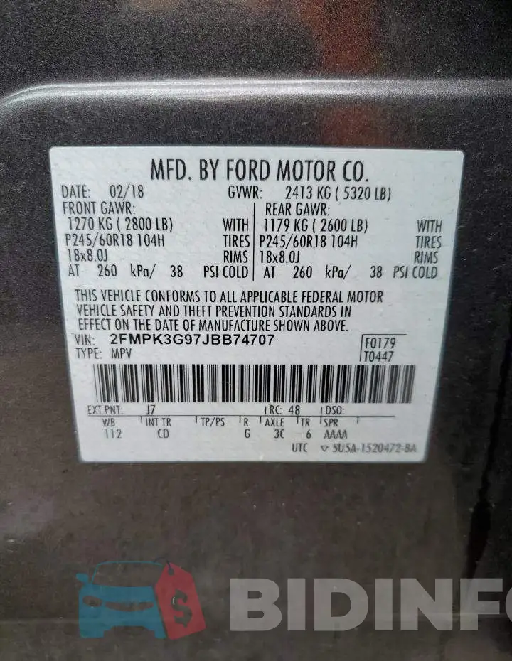 2FMPK3G97JBB74707 Photo# 10
