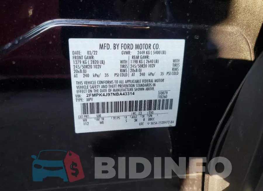 2FMPK4J97NBA43314 Photo# 13
