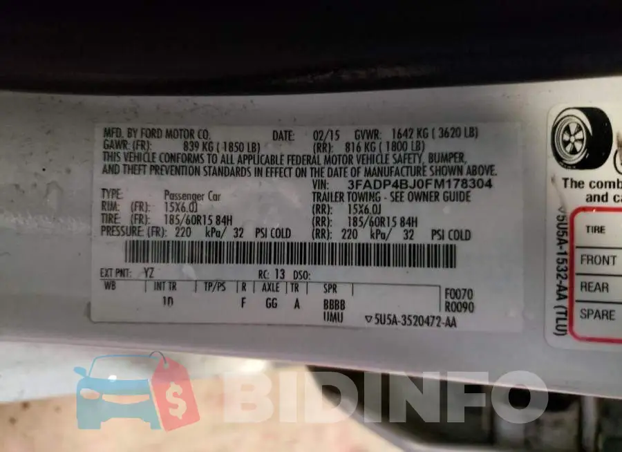3FADP4BJ0FM178304 Photo# 12