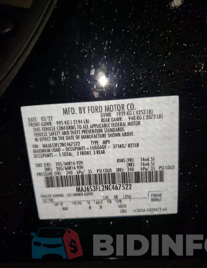 MAJ6S3FL2NC467522 Photo# 14