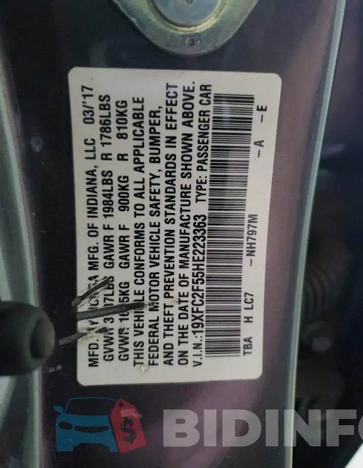 19XFC2F55HE223363 Photo# 13