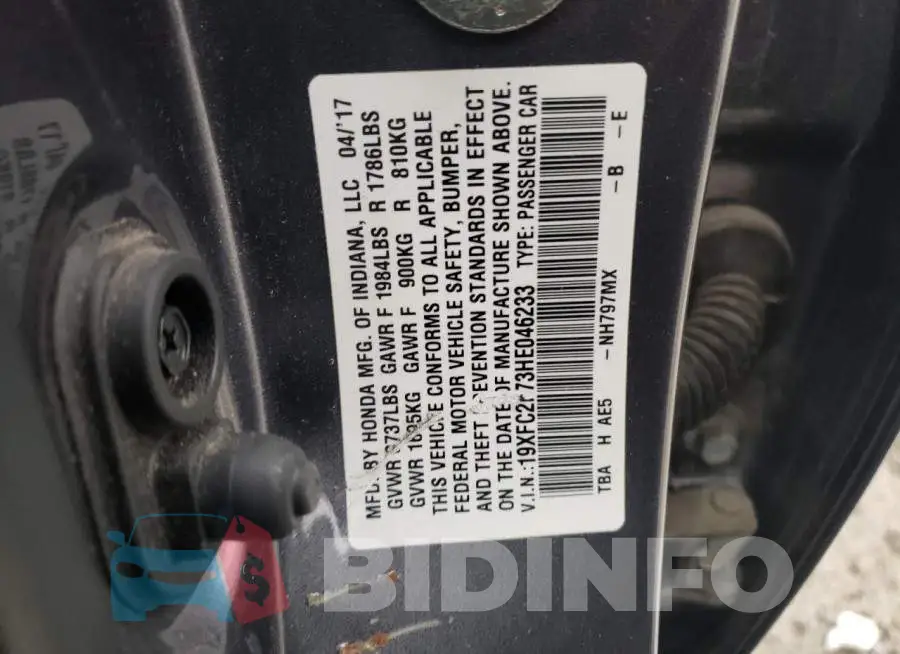 19XFC2F73HE046233 Photo# 12