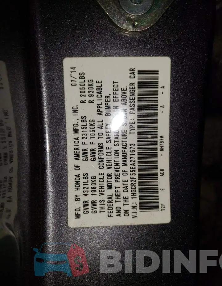 1HGCR2F55EA271673 Photo# 13