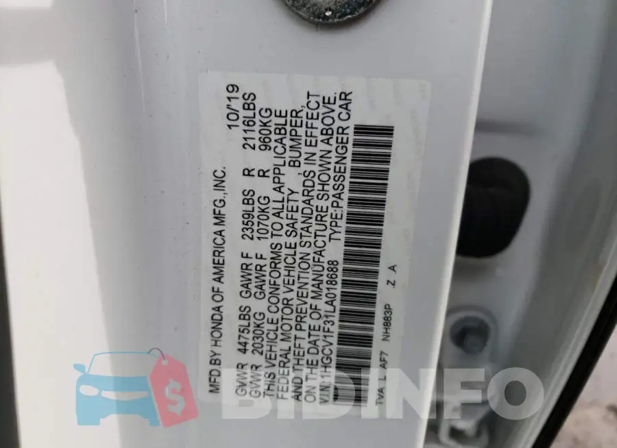 1HGCV1F31LA018688 Photo# 12