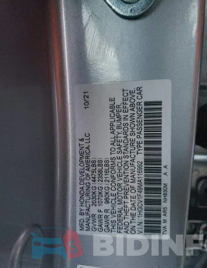 1HGCV1F49MA116992 Photo# 13