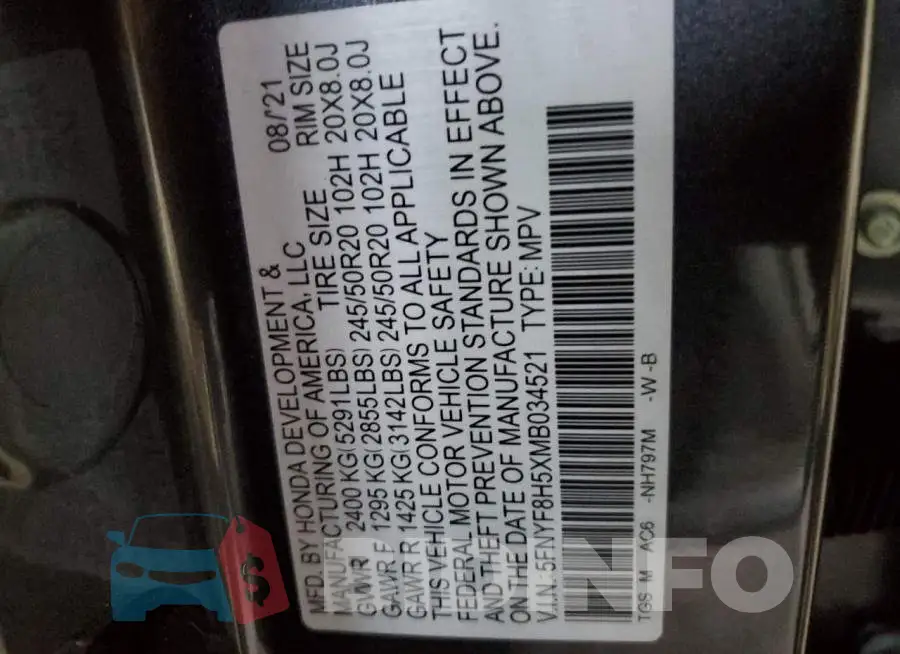 5FNYF8H5XMB034521 Photo# 14