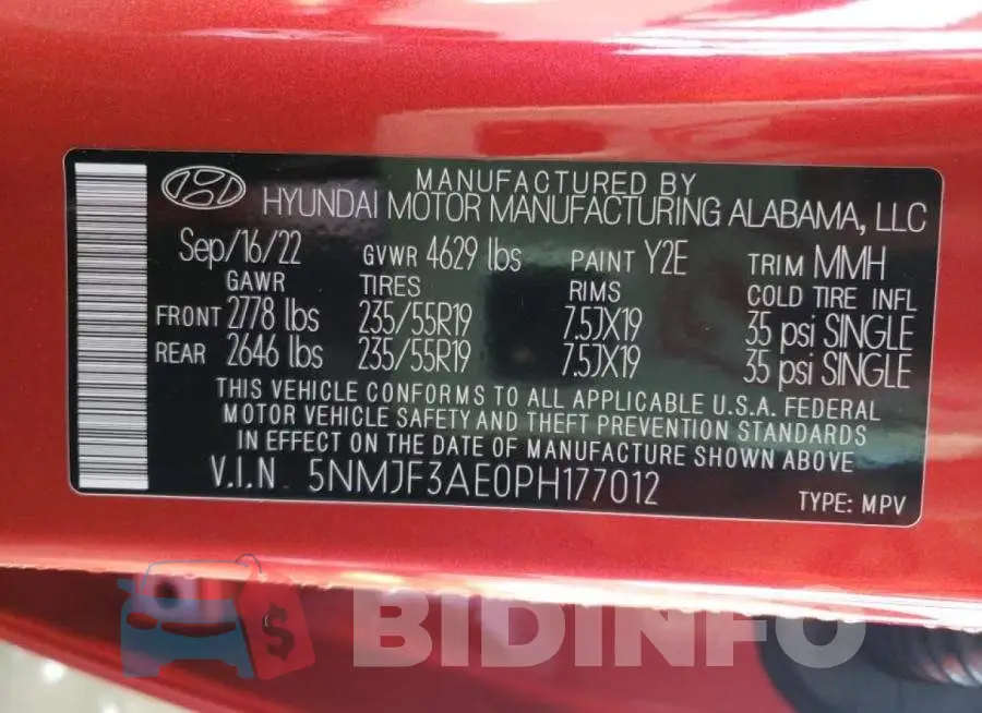 5NMJF3AE0PH177012 Photo# 14