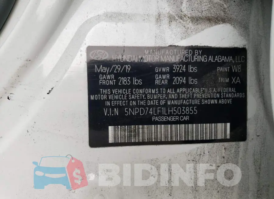 5NPD74LF1LH503855 Photo# 13