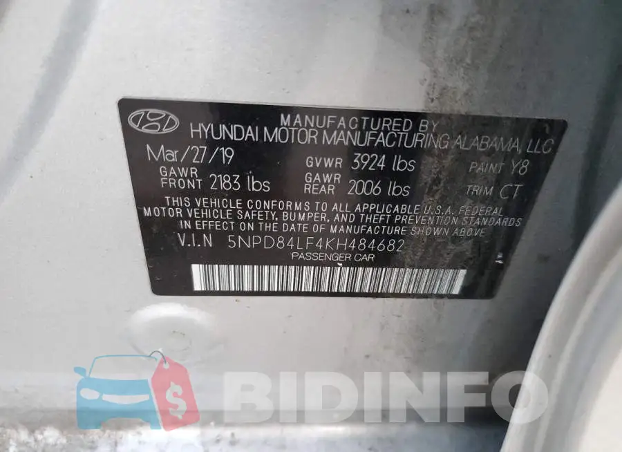 5NPD84LF4KH484682 Photo# 13