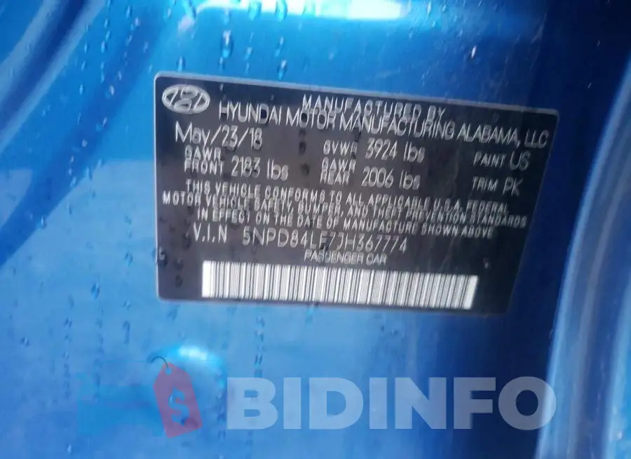 5NPD84LF7JH367774 Photo# 12