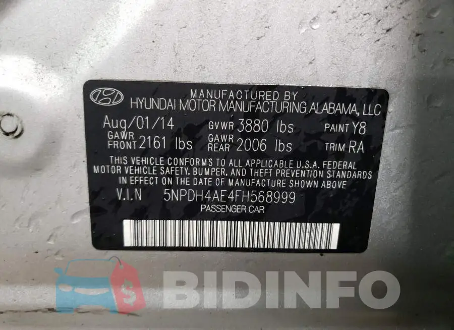 5NPDH4AE4FH568999 Photo# 13