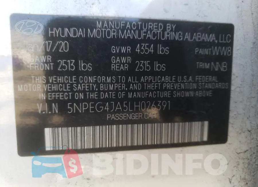 5NPEG4JA5LH026391 Photo# 12