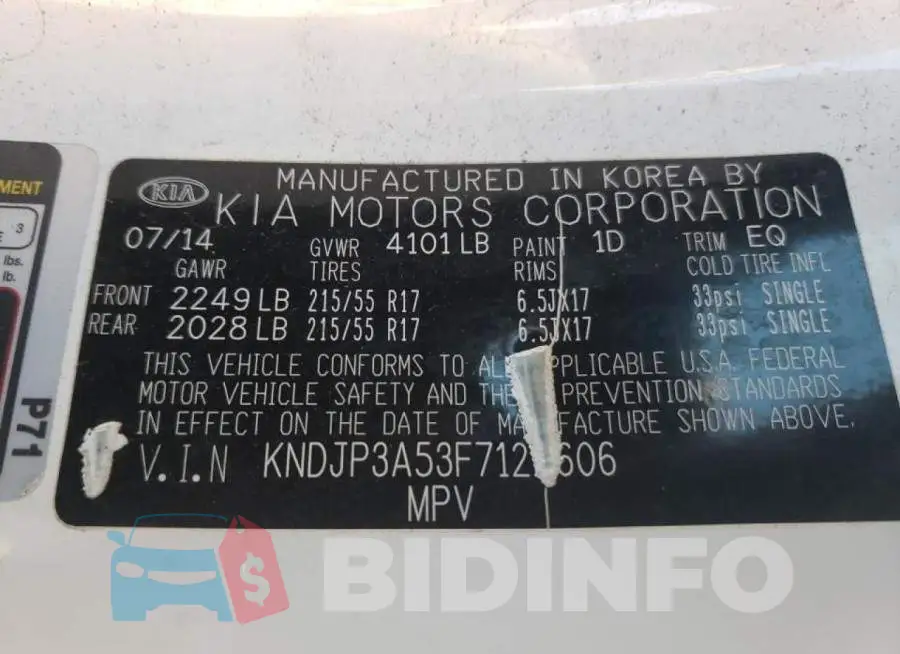 KNDJP3A53F7122606 Photo# 10