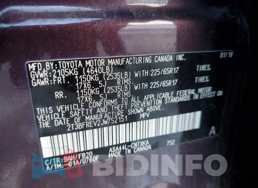 2T3BFREV2JW752151 Photo# 13