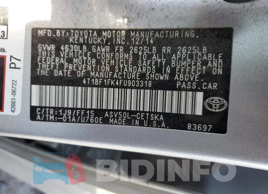4T1BF1FK4FU903318 Photo# 13
