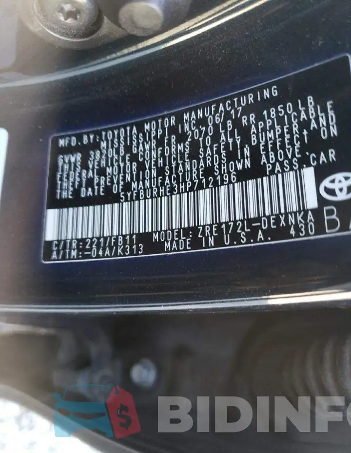 5YFBURHE3HP712196 Photo# 12