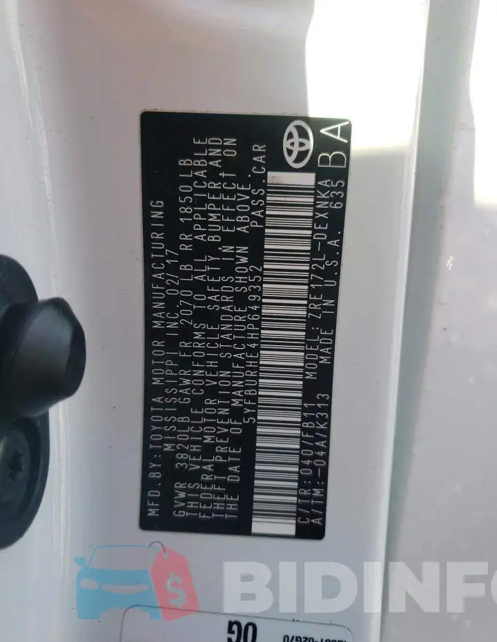5YFBURHE4HP649352 Photo# 13