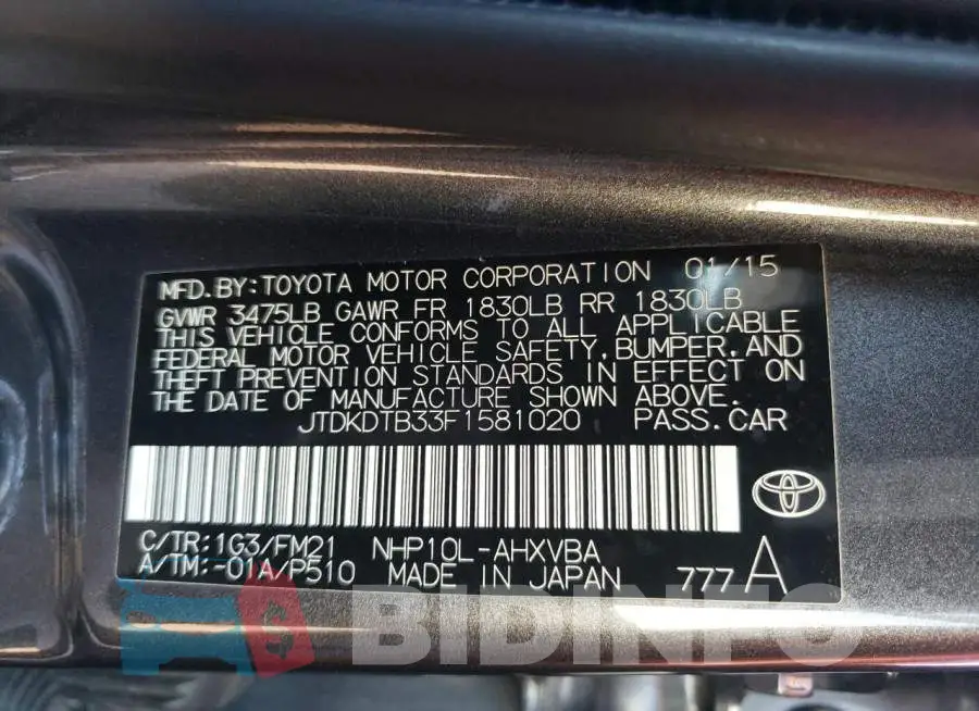 JTDKDTB33F1581020 Photo# 10