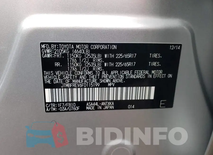 JTMBFREV6FD115199 Photo# 13