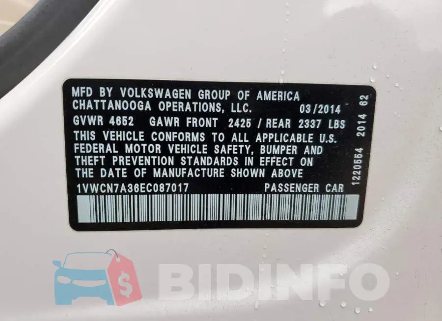 1VWCN7A36EC087017 Photo# 10