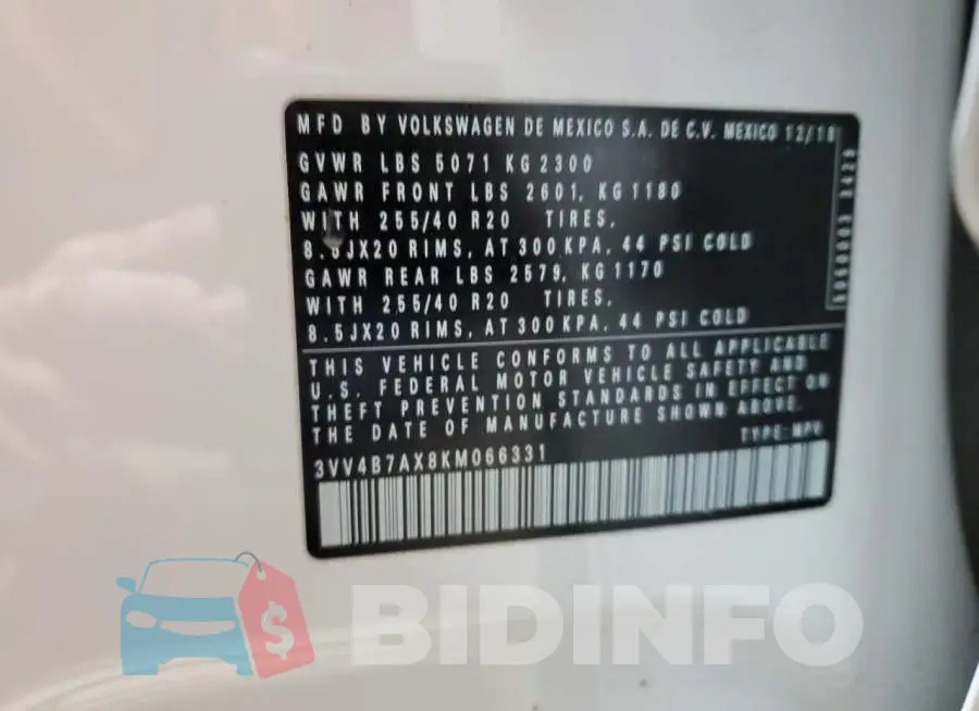 3VV4B7AX8KM066331 Photo# 13