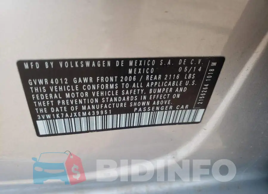 3VW1K7AJXEM439951 Photo# 12