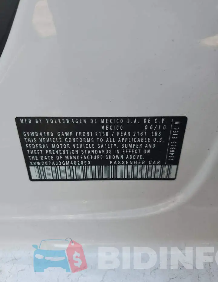 3VW267AJ3GM402090 Photo# 10