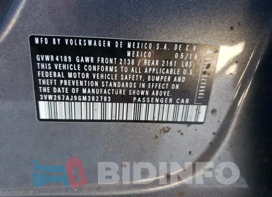 3VW267AJ9GM382783 Photo# 12