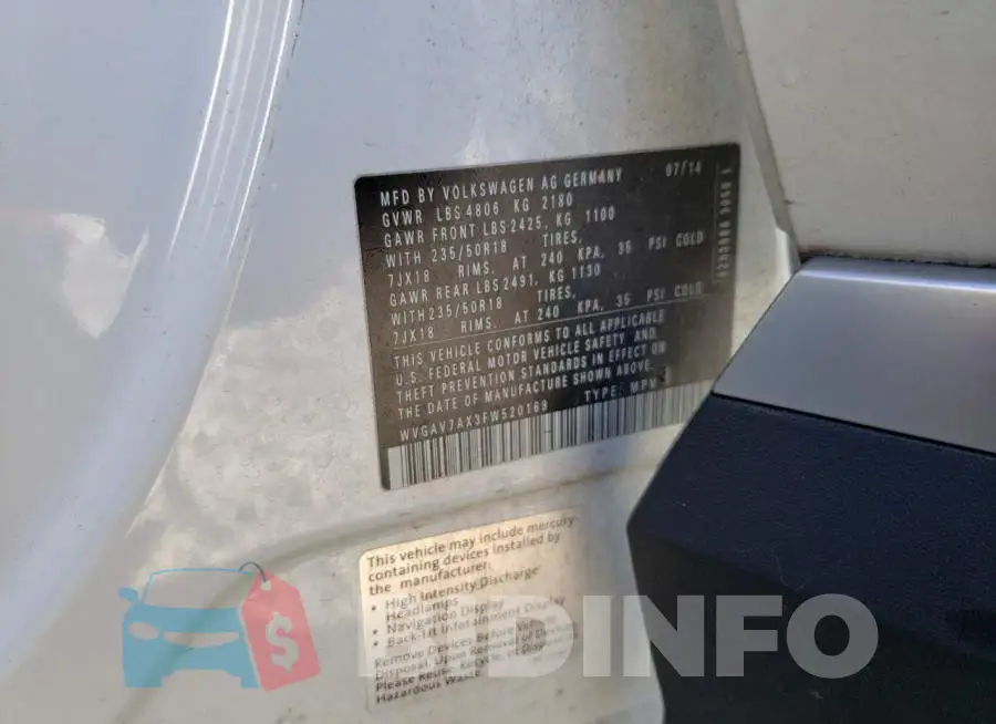 WVGAV7AX3FW520169 Photo# 13