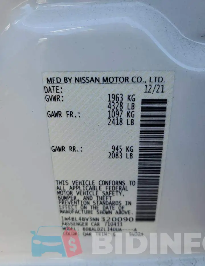 1N4BL4BV3NN320090 Photo# 10