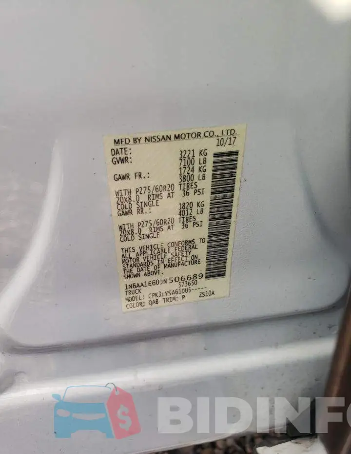 1N6AA1E60JN506689 Photo# 12