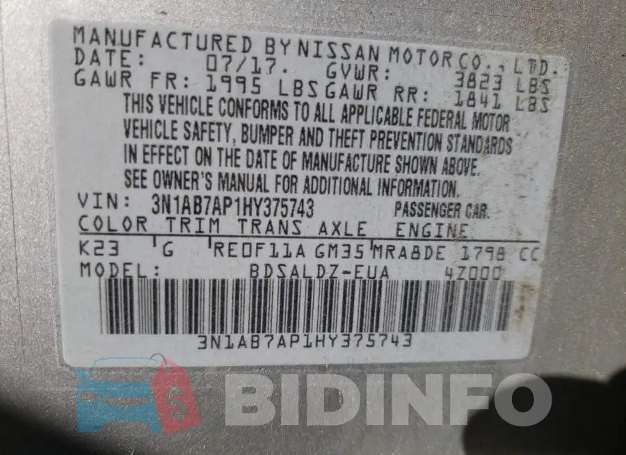 3N1AB7AP1HY375743 Photo# 10