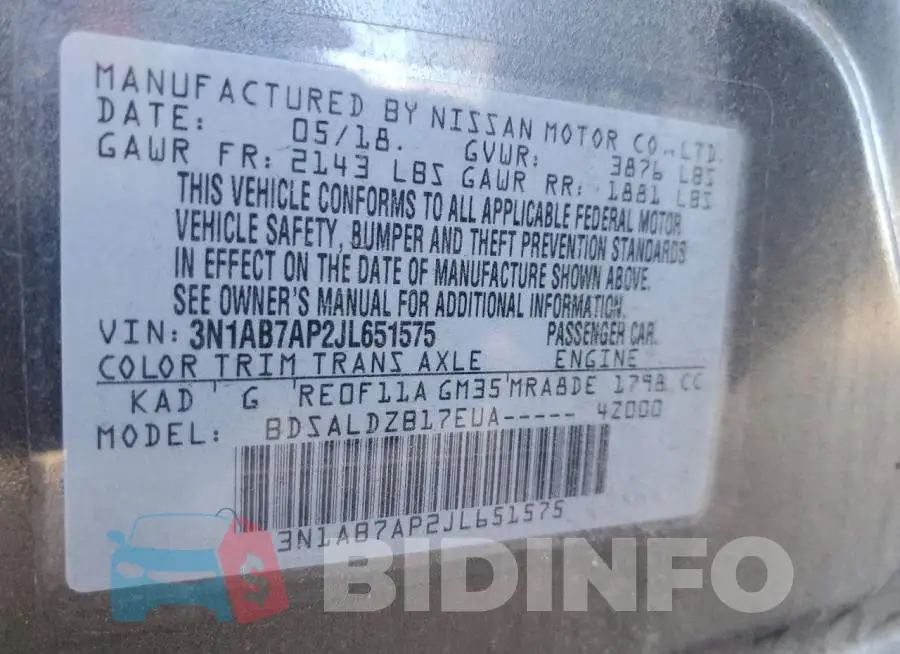 3N1AB7AP2JL651575 Photo# 12