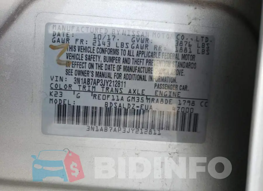 3N1AB7AP3JY212811 Photo# 13