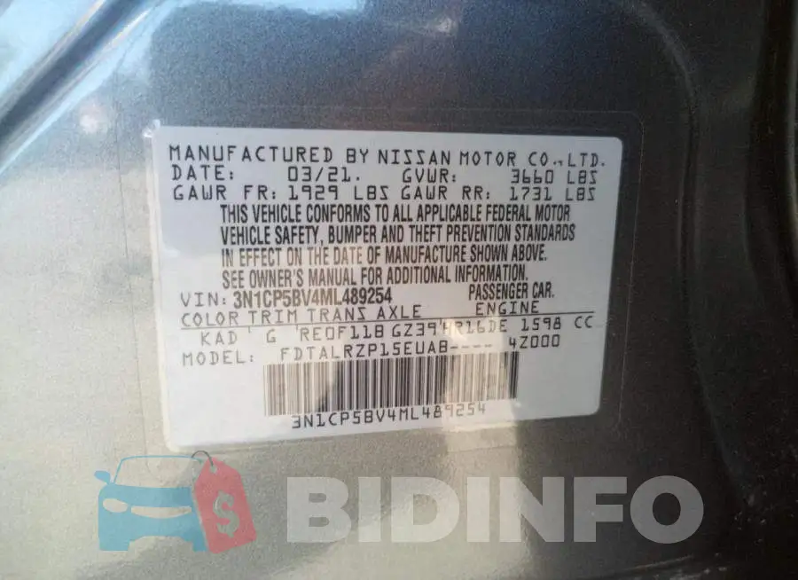 3N1CP5BV4ML489254 Photo# 10