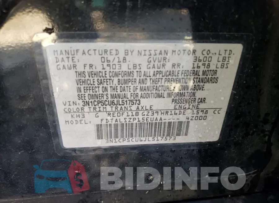 3N1CP5CU6JL517573 Photo# 13
