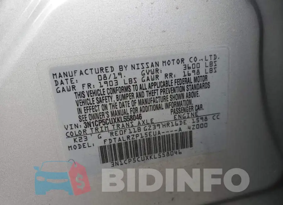 3N1CP5CUXKL558046 Photo# 12