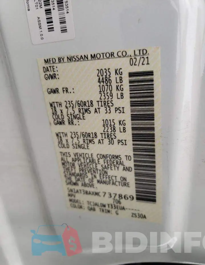 5N1AT3BAXMC737869 Photo# 13