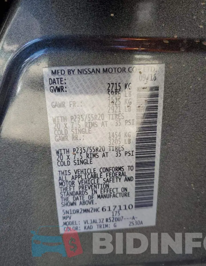 5N1DR2MN2HC617110 Photo# 13