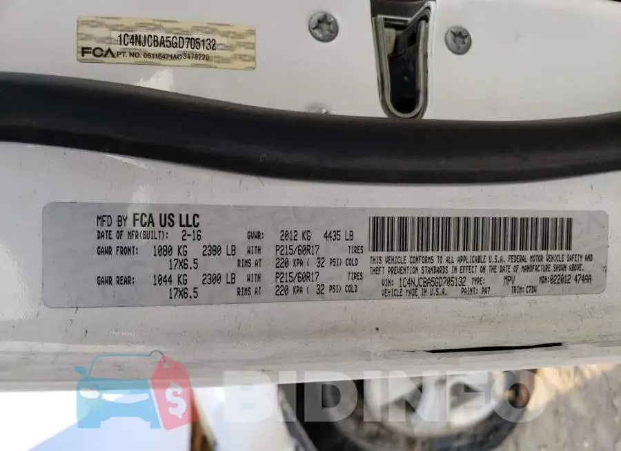 1C4NJCBA5GD705132 Photo# 14