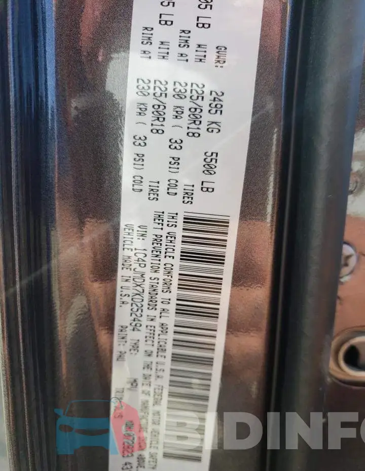1C4PJMDX7KD252494 Photo# 10