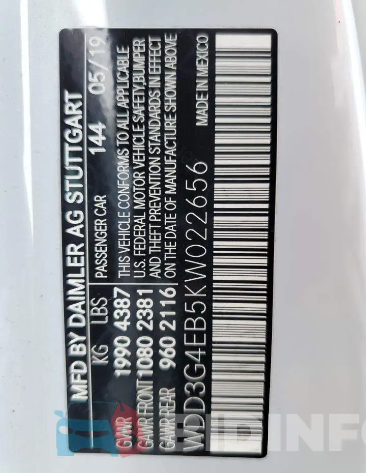 WDD3G4EB5KW022656 Photo# 12