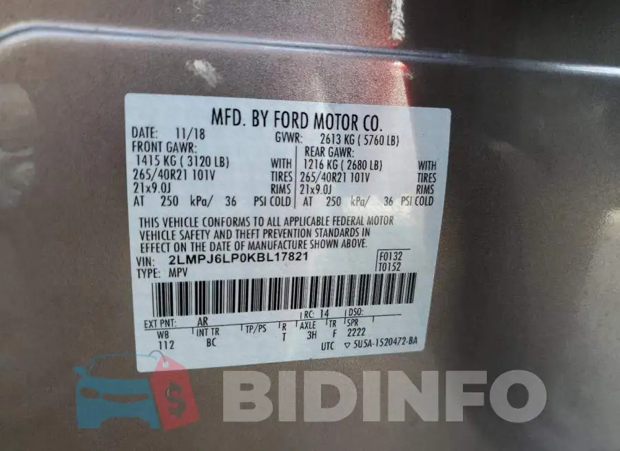 2LMPJ6LP0KBL17821 Photo# 10
