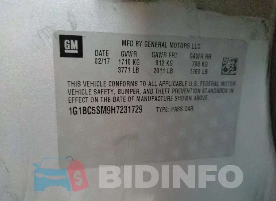 1G1BC5SM9H7231729 Photo# 12