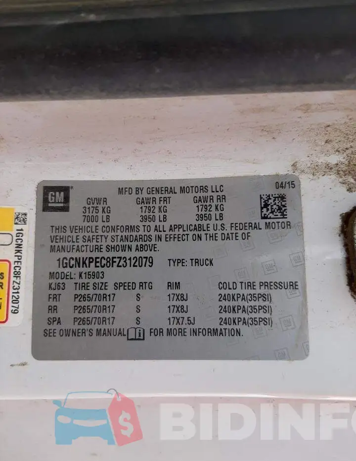 1GCNKPEC8FZ312079 Photo# 12