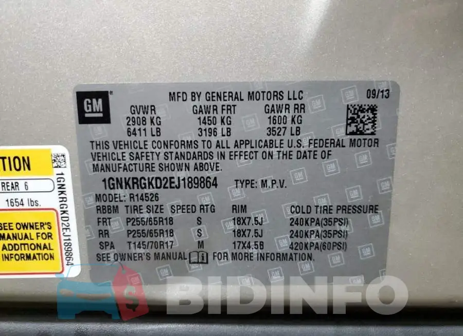 1GNKRGKD2EJ189864 Photo# 13