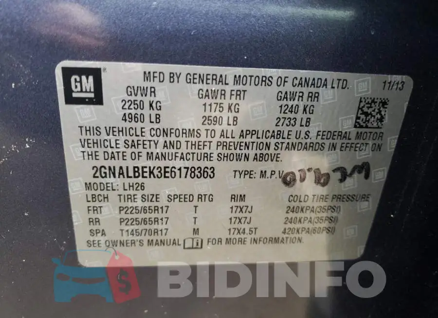 2GNALBEK3E6178363 Photo# 14