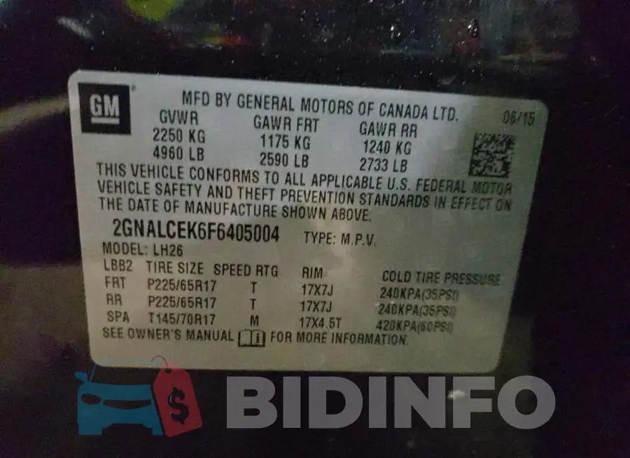 2GNALCEK6F6405004 Photo# 13